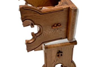 Arts & Crafts Hand-Carved Oak Stools with Boucle Upholstery, 1900s